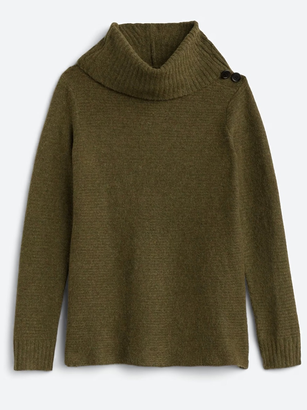 PINK CLOVER Olive Green Emmaline Button Shoulder Cowl Neck Sweater Sz Medium